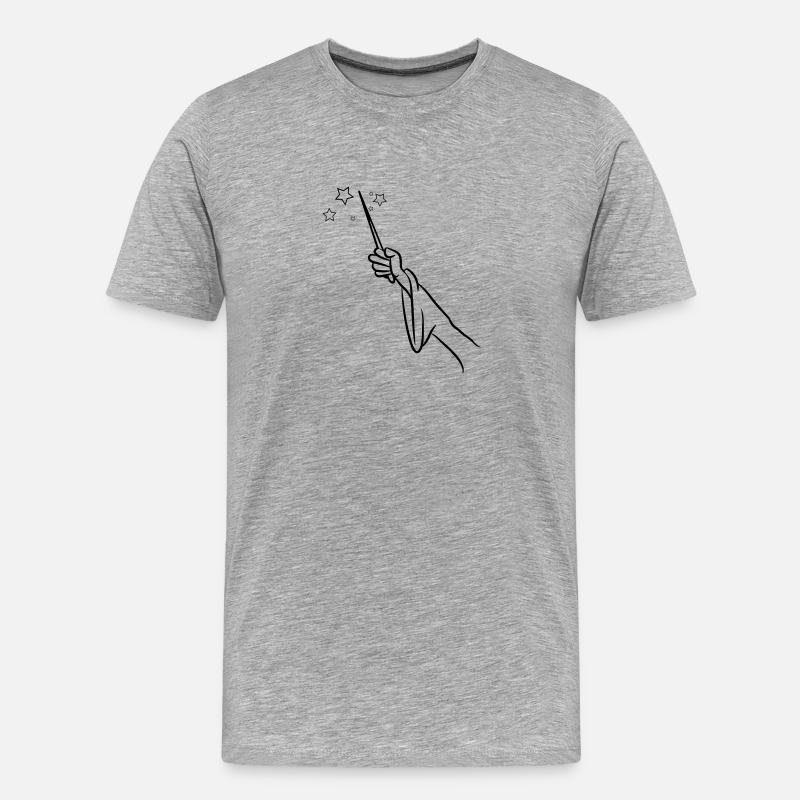 zauberer Zauberstab - Männer Premium Bio T-Shirt - Grau meliert