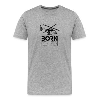 Né à voler Heli Logo - T-shirt bio Premium Homme - gris chiné - Devant - Damien (186cm)