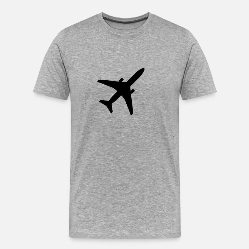 Flugzeug - Männer Premium Bio T-Shirt - Grau meliert
