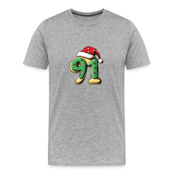 91 Zahl Weihnachten - Männer Premium Bio T-Shirt - Grau meliert - Vorne - Damien (186cm)