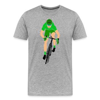 Sprinter sur le vélo de route - T-shirt bio Premium Homme - gris chiné - Devant - Damien (186cm)