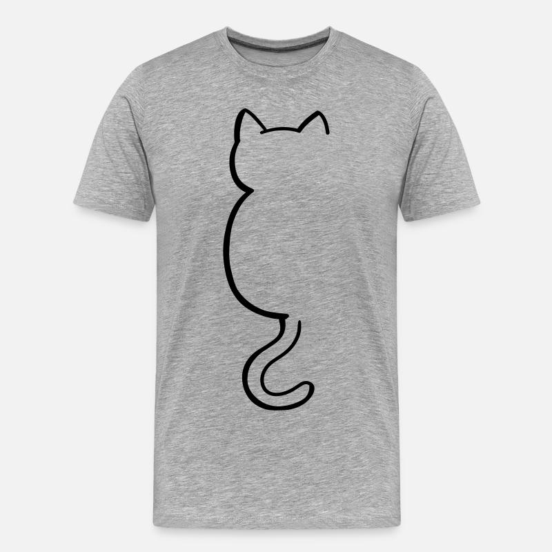 Katze Silouette - Männer Premium Bio T-Shirt - Grau meliert