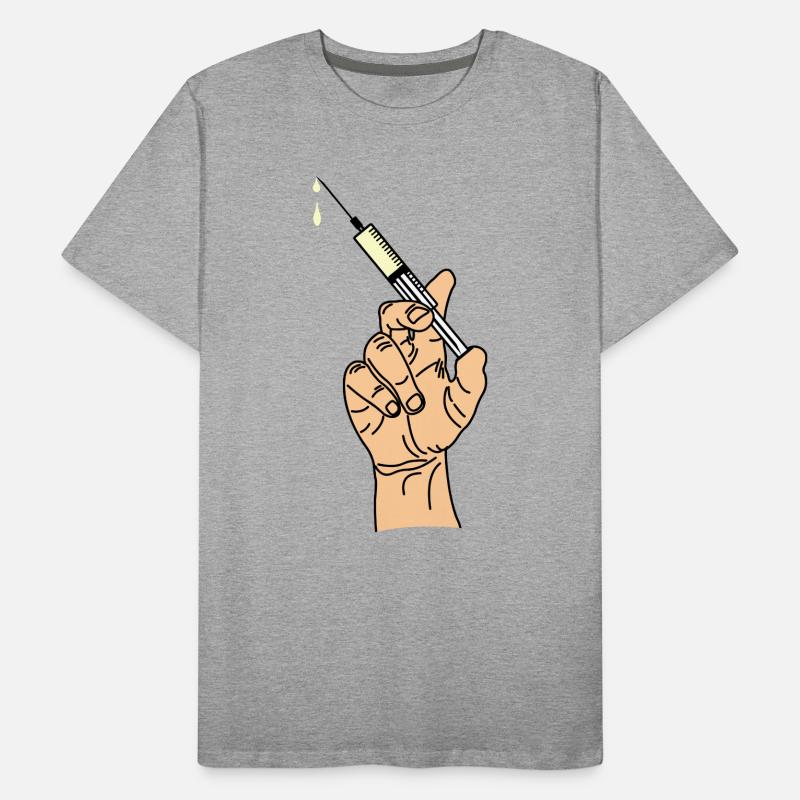 Main avec seringue d’évacuation 5 T-shirt bio Premium Homme