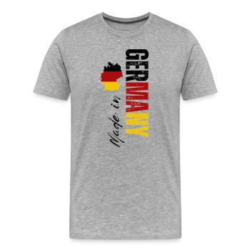 Fabriqué en Allemagne, conception verticale - T-shirt bio Premium Homme - gris chiné - Devant - Damien (186cm)
