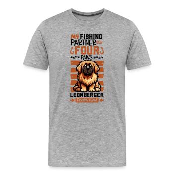 Angeln und Leonberger - Männer Premium Bio T-Shirt - Grau meliert - Vorne - Damien (186cm)