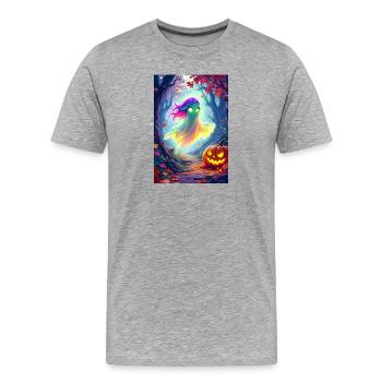 geist   - Männer Premium Bio T-Shirt - Grau meliert - Vorne - Damien (186cm)