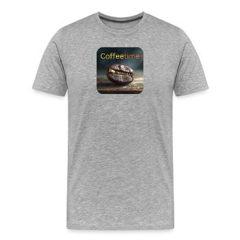 Coffeetime Grain de café avec fermeture éclair - T-shirt bio Premium Homme - gris chiné - Devant - Damien (186cm)