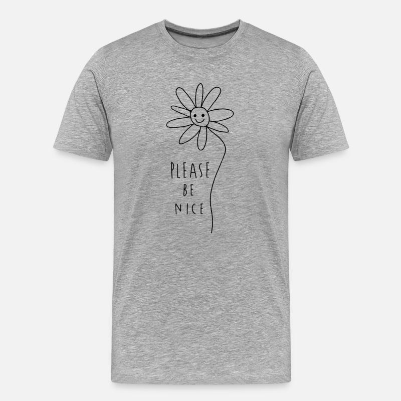 Please be nice – Freundliches Minimal Statement - Männer Premium Bio T-Shirt - Grau meliert