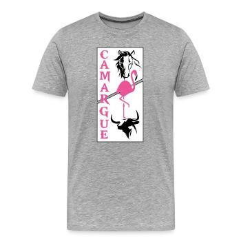 Camargue - Männer Premium Bio T-Shirt - Grau meliert - Vorne - Damien (186cm)