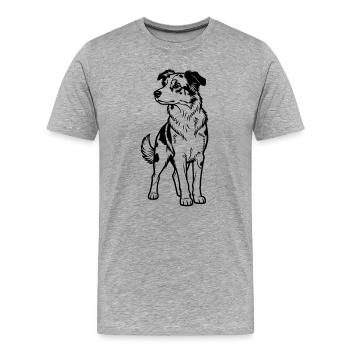 Australischer Schäferhund - Männer Premium Bio T-Shirt - Grau meliert - Vorne - Damien (186cm)