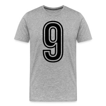 9 Symbole numérique - T-shirt bio Premium Homme - gris chiné - Devant - Damien (186cm)