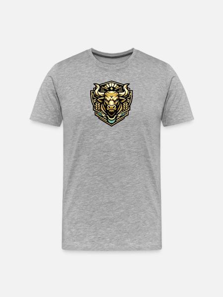 Gold Bull Emblem - Men's Premium Organic T-Shirt - heather grey
