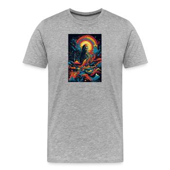 Trippy Explosion - Psychedelic Motif - Men's Premium Organic T-Shirt - heather grey - Front - Damien (186cm)
