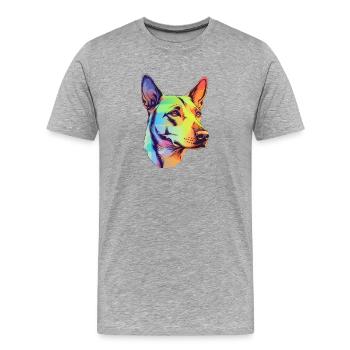 Feminine Neon Realism German Shepherd - Men's Premium Organic T-Shirt - heather grey - Front - Damien (186cm)