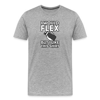 Je fléchirais mais j’aime cette chemise - Shake protéiné - T-shirt bio Premium Homme - gris chiné - Devant - Damien (186cm)