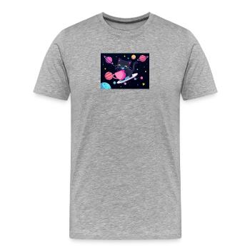 Night Galaxy Skateboard Cat - Men's Premium Organic T-Shirt - heather grey - Front - Damien (186cm)