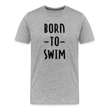 Né pour nager - T-shirt bio Premium Homme - gris chiné - Devant - Damien (186cm)