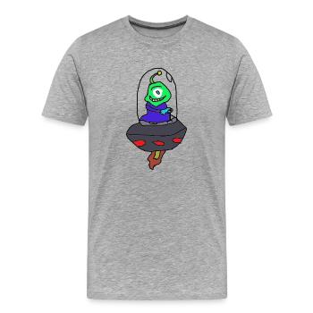 Alien Wear "DAN" - Männer Premium Bio T-Shirt - Grau meliert - Vorne - Damien (186cm)