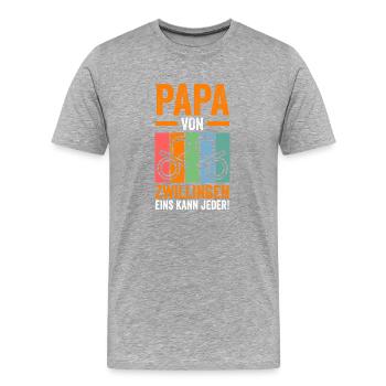 Vater Papa von Zwillingen Zwillingspapa - Männer Premium Bio T-Shirt - Grau meliert - Vorne - Damien (186cm)