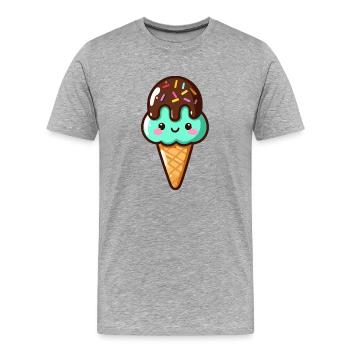 Süßes Pistazien-Schoko-Eis - Männer Premium Bio T-Shirt - Grau meliert - Vorne - Damien (186cm)