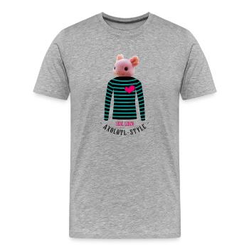 Vie amoureuse Style axolotl - T-shirt bio Premium Homme - gris chiné - Devant - Damien (186cm)
