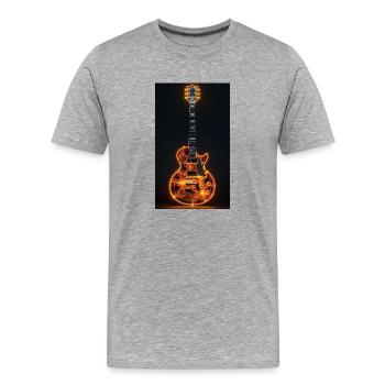 Gitarre Feuer - Männer Premium Bio T-Shirt - Grau meliert - Vorne - Damien (186cm)