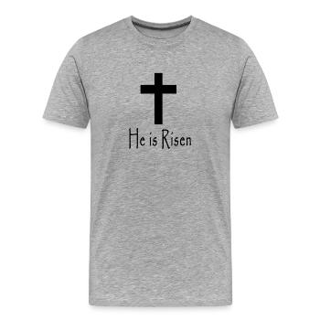 He is Risen - Christian - Männer Premium Bio T-Shirt - Grau meliert - Vorne - Damien (186cm)