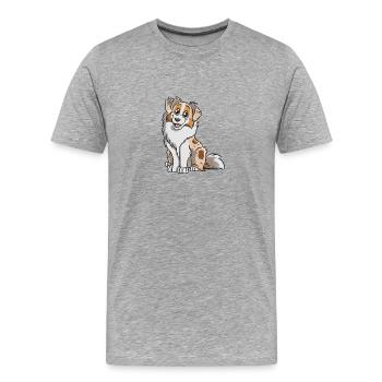Red Merle Australian Shepherd - Männer Premium Bio T-Shirt - Grau meliert - Vorne - Damien (186cm)