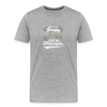 Motorrad Biker Biking Motor Race Motorradfahrer - Männer Premium Bio T-Shirt - Grau meliert - Vorne - Damien (186cm)