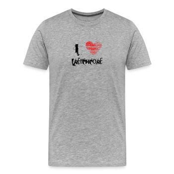 j'aime Frenchcore techno dubstep festival raver - T-shirt bio Premium Homme - gris chiné - Devant - Damien (186cm)