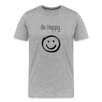 Sois heureux - T-shirt bio Premium Homme - gris chiné - Devant - Damien (186cm)