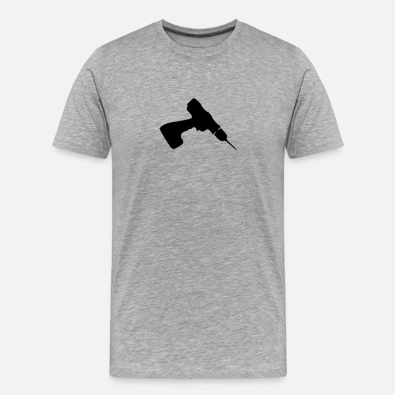 Cordless Drill - Männer Premium Bio T-Shirt - Grau meliert