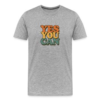 Yes You Can – Retro-Motivation - Männer Premium Bio T-Shirt - Grau meliert - Vorne - Damien (186cm)