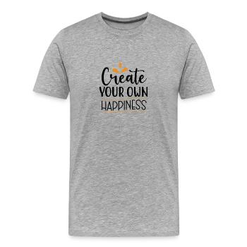 Design Create Your Own Happiness - T-shirt bio Premium Homme - gris chiné - Devant - Damien (186cm)