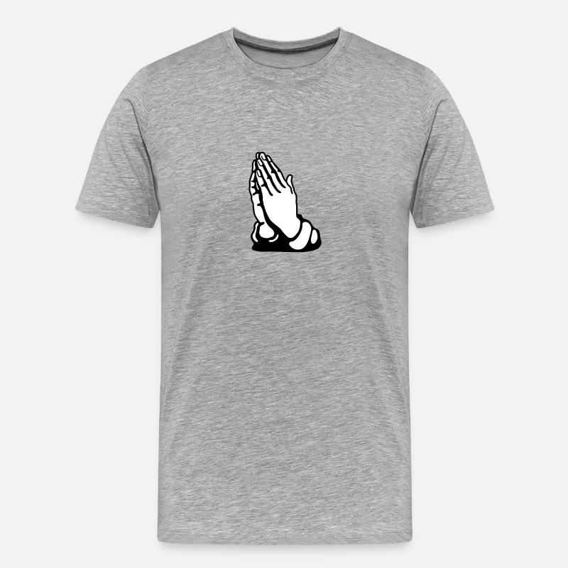 Pray - Männer Premium Bio T-Shirt - Grau meliert