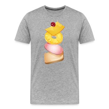 Ananas,Käse,Schinken und Toastbrot -Toast Hawaii - Männer Premium Bio T-Shirt - Grau meliert - Vorne - Damien (186cm)