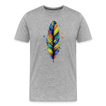 Feder - Männer Premium Bio T-Shirt - Grau meliert - Vorne - Damien (186cm)
