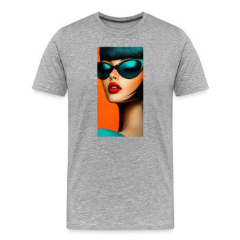Futuristic Retro Glamour Look - Men's Premium Organic T-Shirt - heather grey - Front - Damien (186cm)
