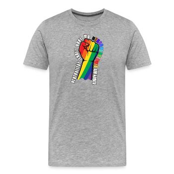 Statement Stickers Human Rights - Men's Premium Organic T-Shirt - heather grey - Front - Damien (186cm)