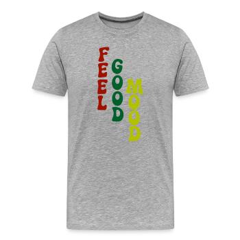 Feel Good Mood Vertikale Typografie - Männer Premium Bio T-Shirt - Grau meliert - Vorne - Damien (186cm)