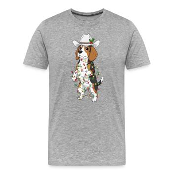 Lustiger Beagle Weihnachten Mistelzweig Cartoon - Männer Premium Bio T-Shirt - Grau meliert - Vorne - Damien (186cm)