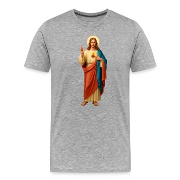 Jesus mit Brot Dreifarbige Gewänder - Männer Premium Bio T-Shirt - Grau meliert - Vorne - Damien (186cm)