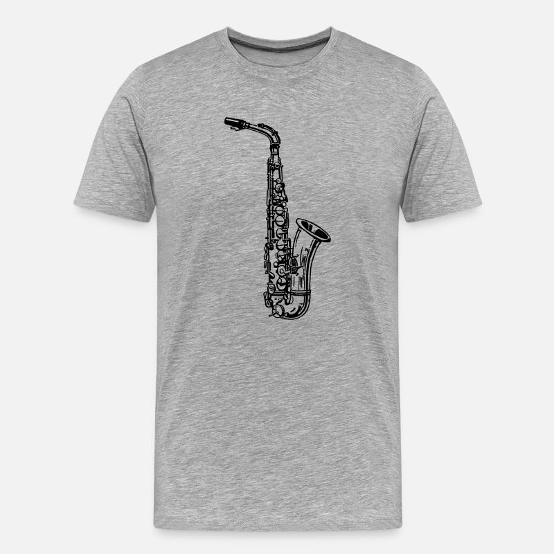 Saxophon - Männer Premium Bio T-Shirt - Grau meliert