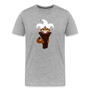 Red panda disguised as harlequin for Halloween - Men's Premium Organic T-Shirt - heather grey - Front - Damien (186cm)