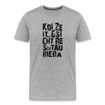 Gsicht reschtauriera - Männer Premium Bio T-Shirt - Grau meliert - Vorne - Damien (186cm)