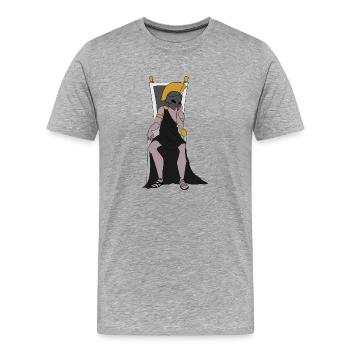 Gelangweilter Hades - Männer Premium Bio T-Shirt - Grau meliert - Vorne - Damien (186cm)