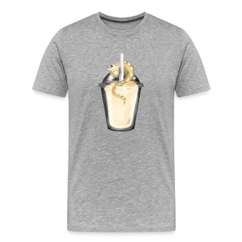 Milchshake mit Drache - Männer Premium Bio T-Shirt - Grau meliert - Vorne - Damien (186cm)