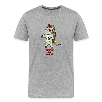 Halloween Trick or Treat Licorne Einhorn - T-shirt bio Premium Homme - gris chiné - Devant - Damien (186cm)