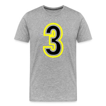 3 Zahl College - Männer Premium Bio T-Shirt - Grau meliert - Vorne - Damien (186cm)