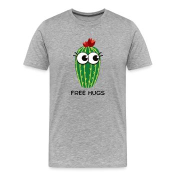 Câlins gratuits Cactus - T-shirt bio Premium Homme - gris chiné - Devant - Damien (186cm)